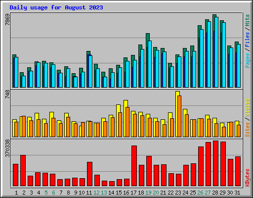 Daily usage for August 2023