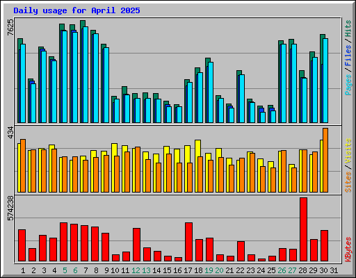 Daily usage for April 2025