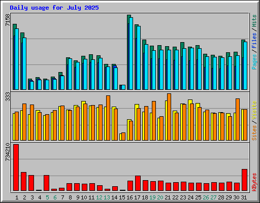 Daily usage for July 2025