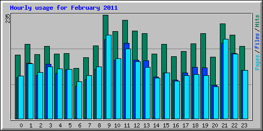 Hourly usage for February 2011